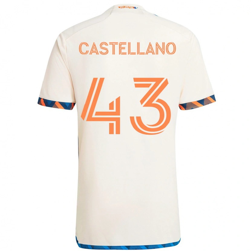Danxen Niño Camiseta Jesús Castellano #43 Blanco Azul Naranja 2ª Equipación 2025/26 La Camisa México