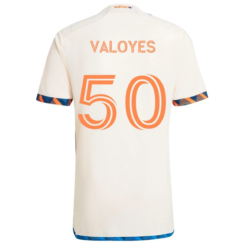 Danxen Niño Camiseta Yeiner Valoyes #50 Blanco Azul Naranja 2ª Equipación 2025/26 La Camisa México