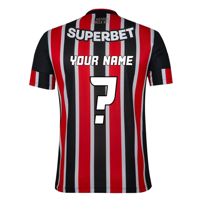 Danxen Niño Camiseta Su Nombre #0 Rojo Negro Blanco 2ª Equipación 2025/26 La Camisa México