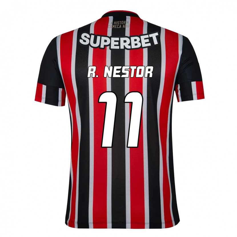 Danxen Niño Camiseta Rodrigo Nestor #11 Rojo Negro Blanco 2ª Equipación 2025/26 La Camisa México