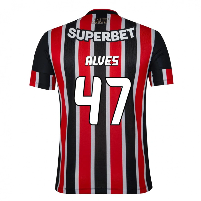 Danxen Niño Camiseta Matheus Alves #47 Rojo Negro Blanco 2ª Equipación 2025/26 La Camisa México