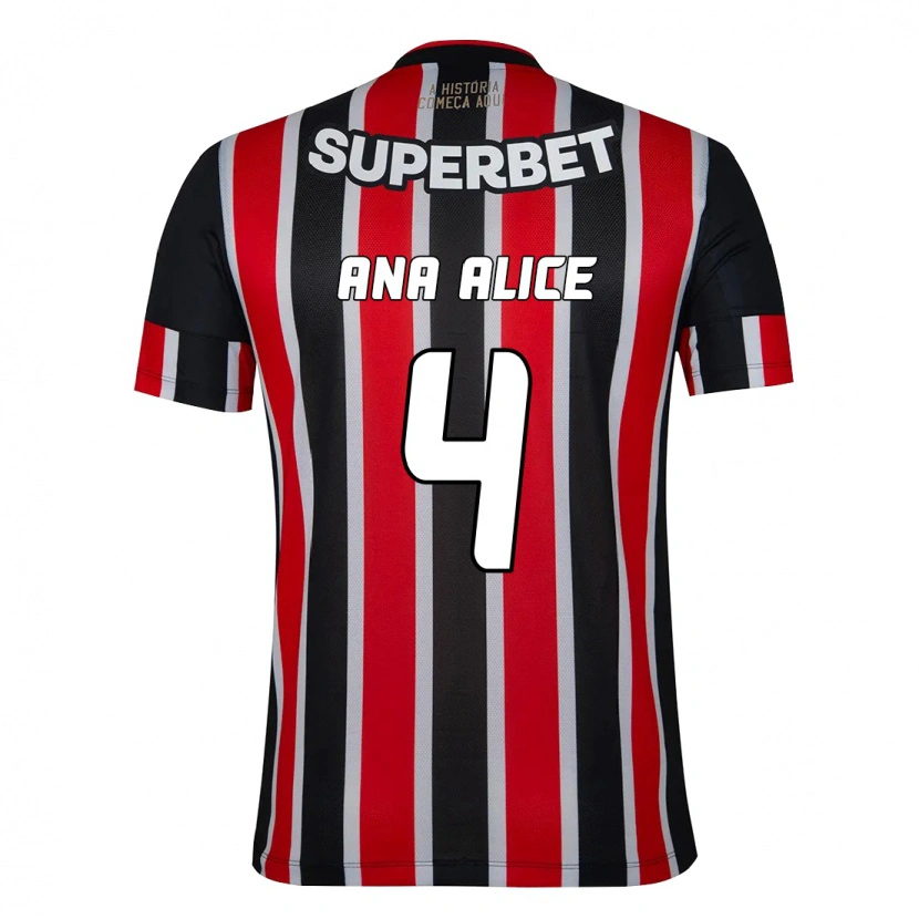 Danxen Niño Camiseta Ana Alice Luciano Da Silva #4 Rojo Negro Blanco 2ª Equipación 2025/26 La Camisa México