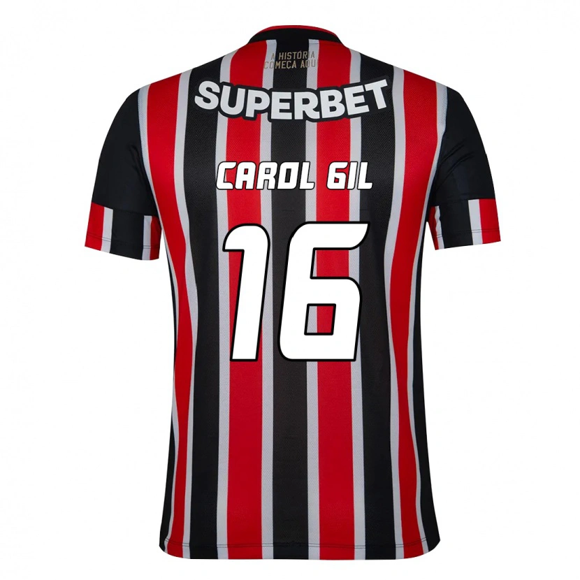 Danxen Niño Camiseta Carol Gil #16 Rojo Negro Blanco 2ª Equipación 2025/26 La Camisa México