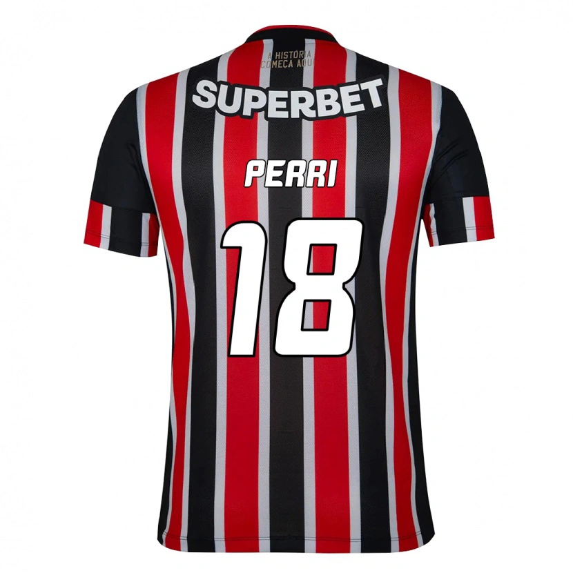 Danxen Niño Camiseta Lucas Perri #18 Rojo Negro Blanco 2ª Equipación 2025/26 La Camisa México