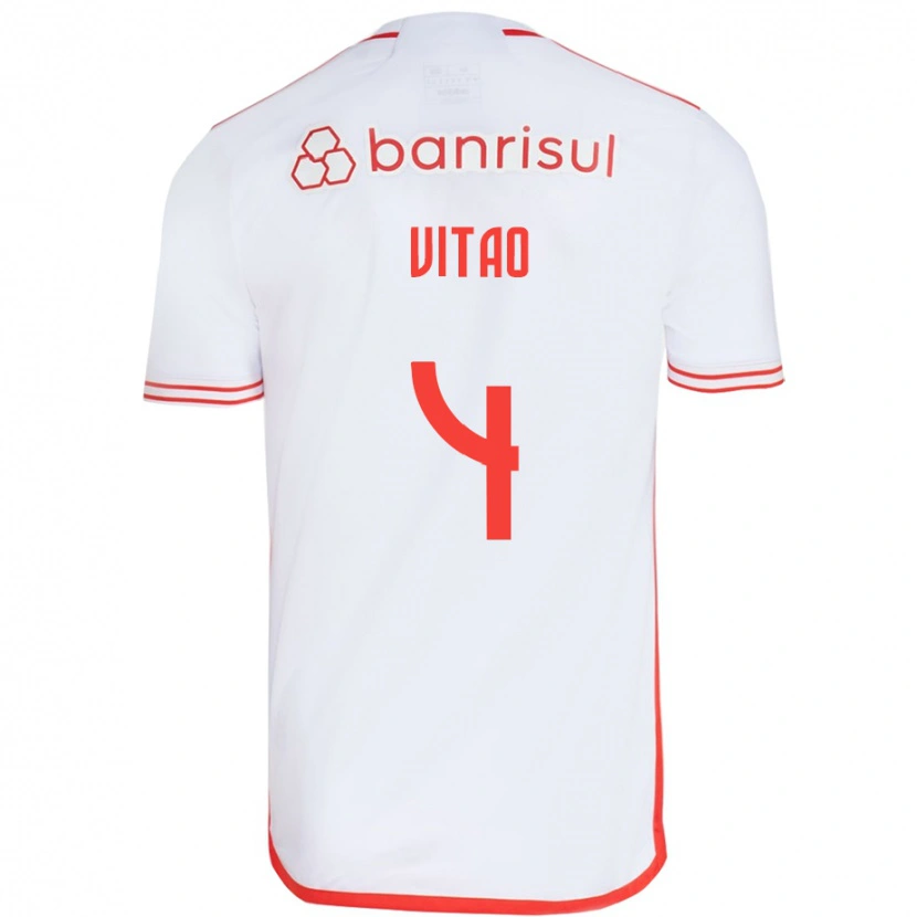 Danxen Niño Camiseta Vitão #4 Rojo Blanco 2ª Equipación 2025/26 La Camisa México