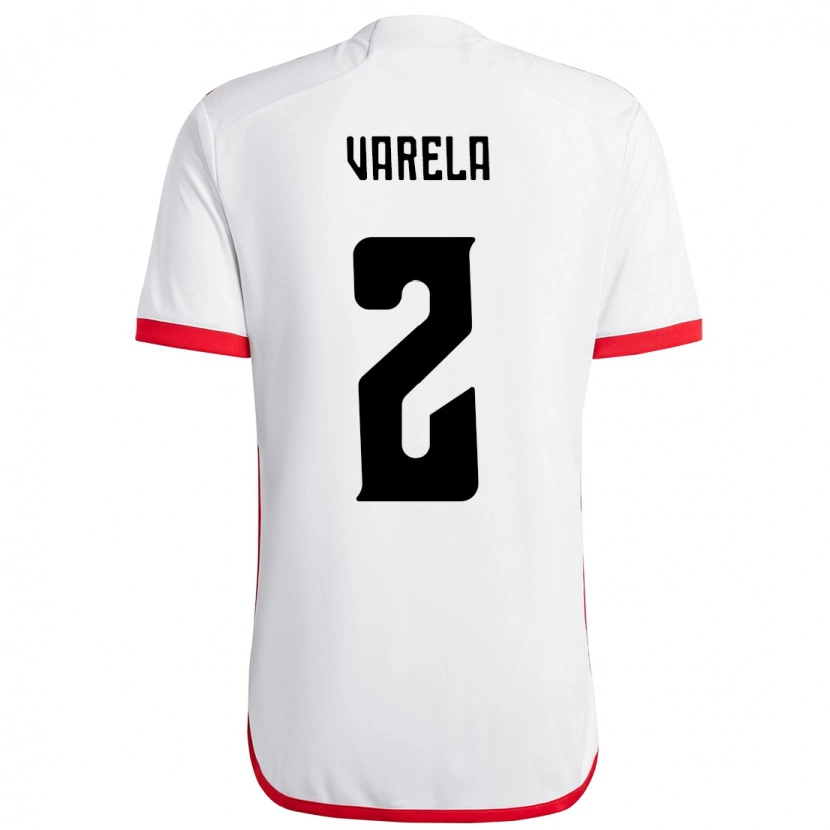 Danxen Niño Camiseta Guillermo Varela #2 Blanco Rojo 2ª Equipación 2025/26 La Camisa México