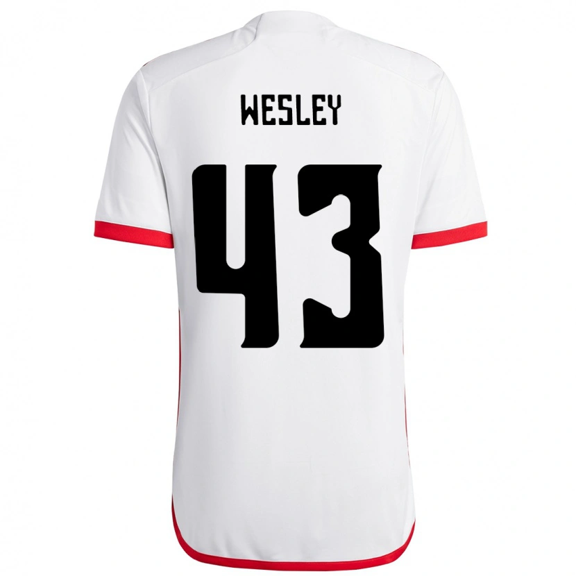 Danxen Niño Camiseta Wesley #43 Blanco Rojo 2ª Equipación 2025/26 La Camisa México