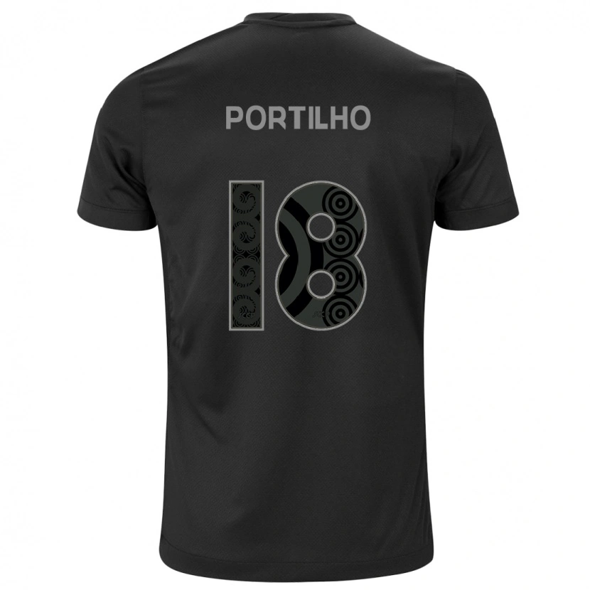Danxen Niño Camiseta Gabi Portilho #18 Negro Blanco 2ª Equipación 2025/26 La Camisa México