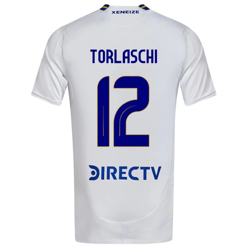 Danxen Niño Camiseta Lucas Torlaschi #12 Blanco Azul 2ª Equipación 2025/26 La Camisa México