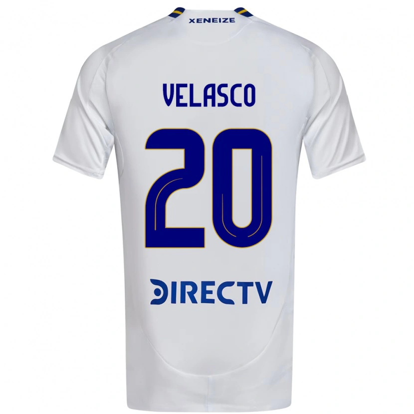 Danxen Niño Camiseta Alan Velasco #20 Blanco Azul 2ª Equipación 2025/26 La Camisa México