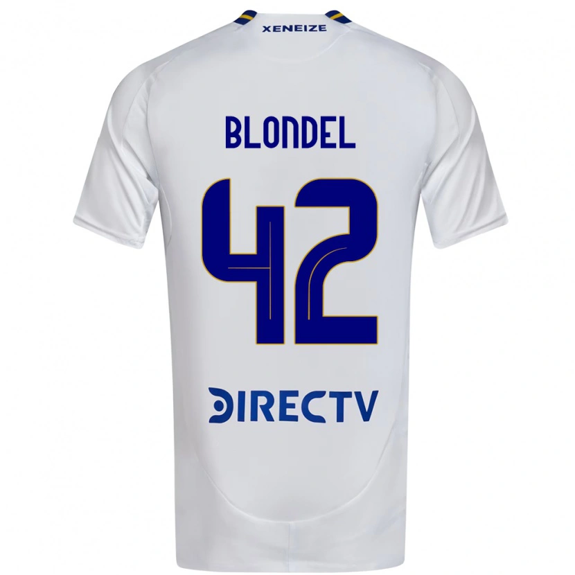 Danxen Niño Camiseta Lucas Blondel #42 Blanco Azul 2ª Equipación 2025/26 La Camisa México