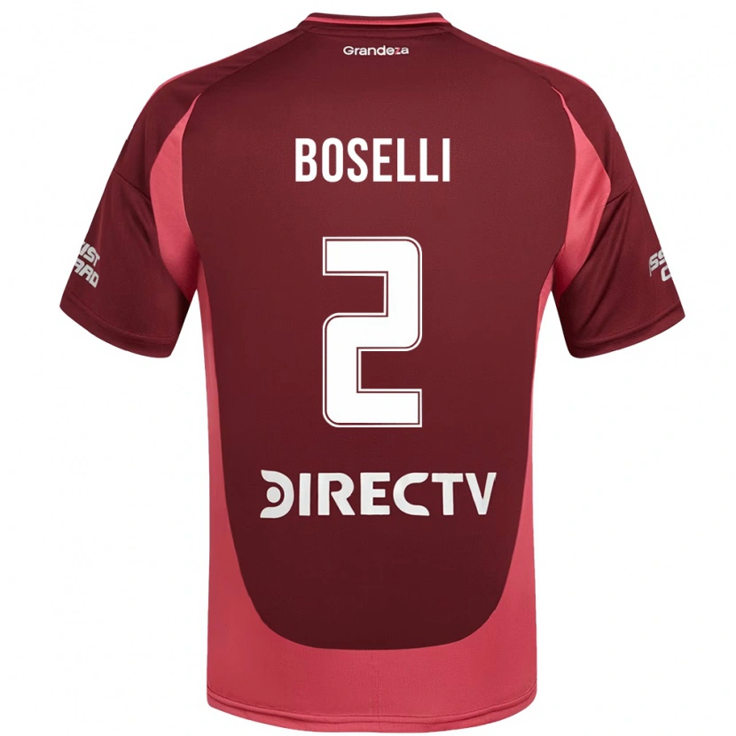 Danxen Niño Camiseta Sebastián Boselli #2 Borgoña Magenta 2ª Equipación 2025/26 La Camisa México