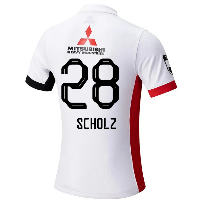 Danxen Niño Camiseta Alexander Scholz #28 Blanco Negro 2ª Equipación 2025/26 La Camisa México