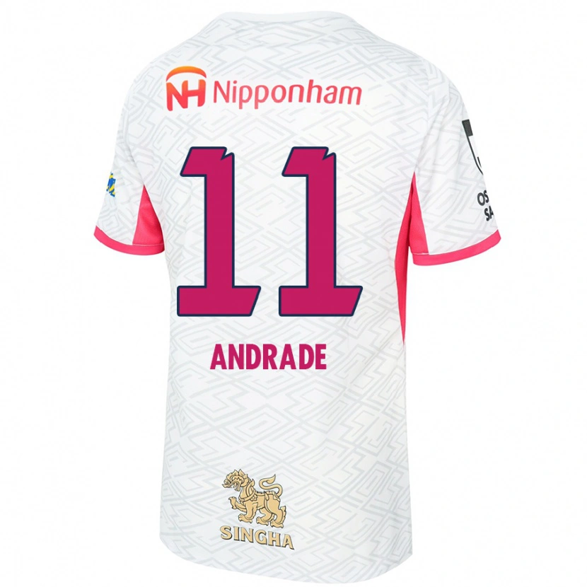Danxen Niño Camiseta Thiago Andrade #11 Rosa Sakura Blanco 2ª Equipación 2025/26 La Camisa México