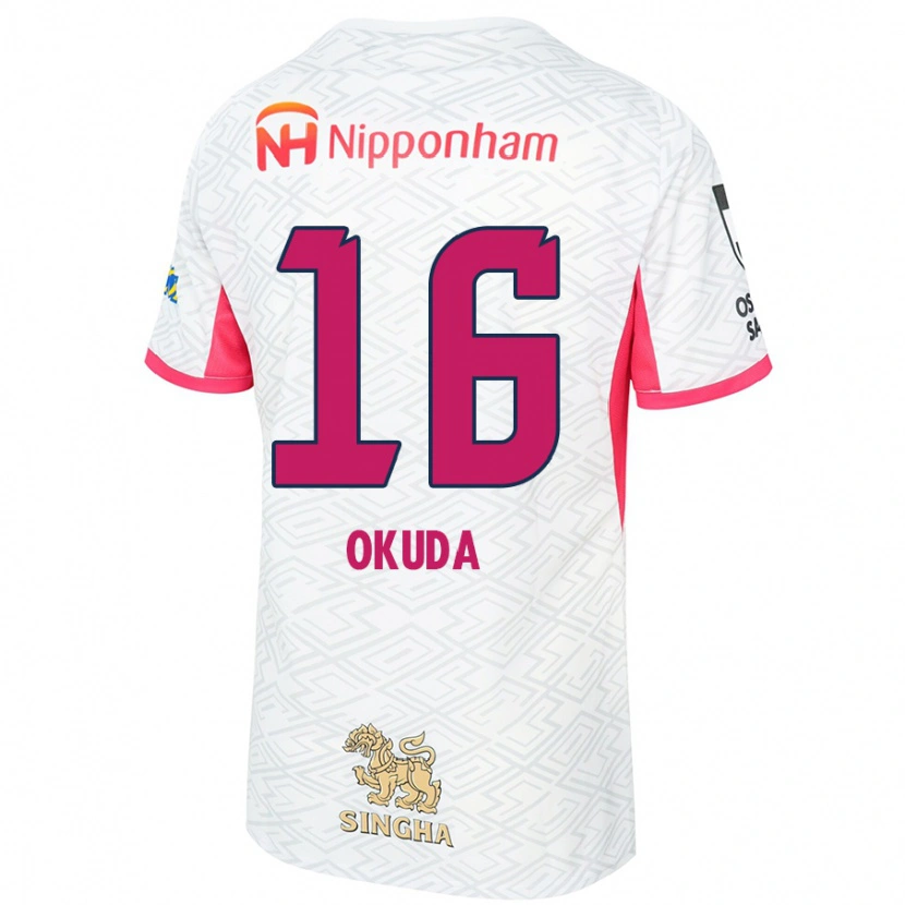 Danxen Niño Camiseta Hayato Okuda #16 Rosa Sakura Blanco 2ª Equipación 2025/26 La Camisa México