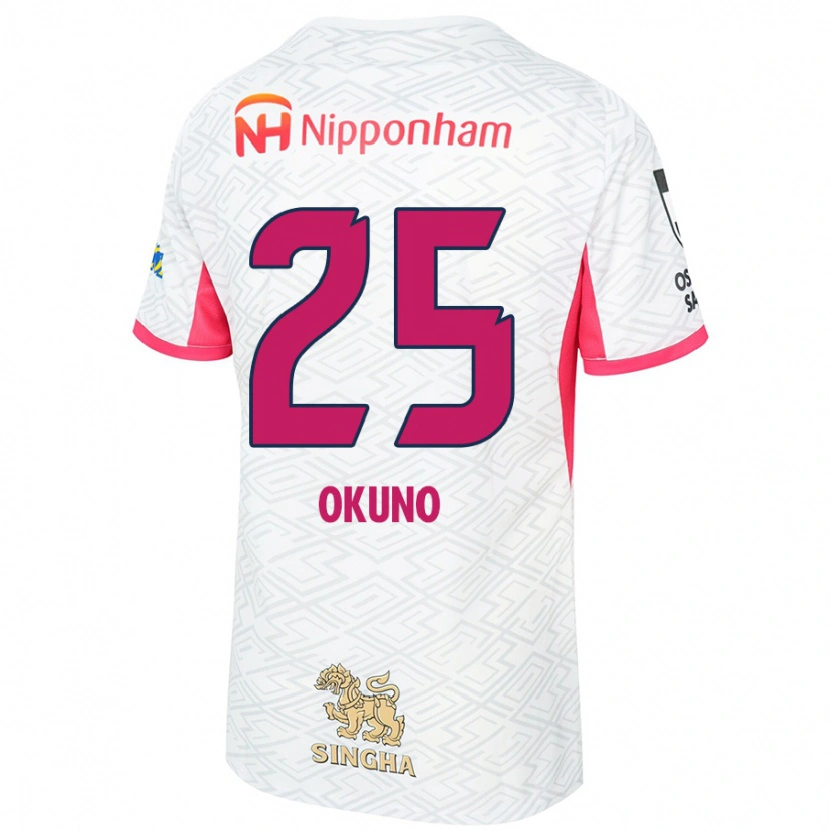 Danxen Niño Camiseta Hiroaki Okuno #25 Rosa Sakura Blanco 2ª Equipación 2025/26 La Camisa México