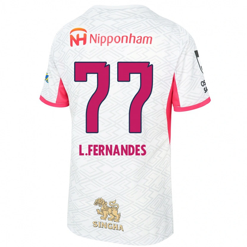 Danxen Niño Camiseta Lucas Fernandes #77 Rosa Sakura Blanco 2ª Equipación 2025/26 La Camisa México