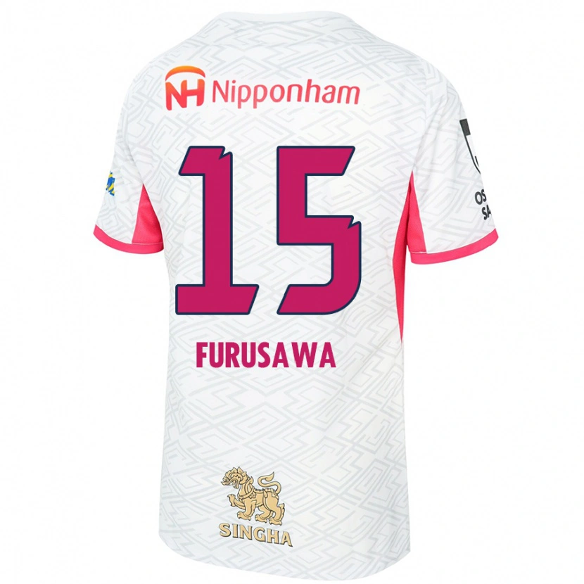 Danxen Niño Camiseta Rui Furusawa #15 Rosa Sakura Blanco 2ª Equipación 2025/26 La Camisa México