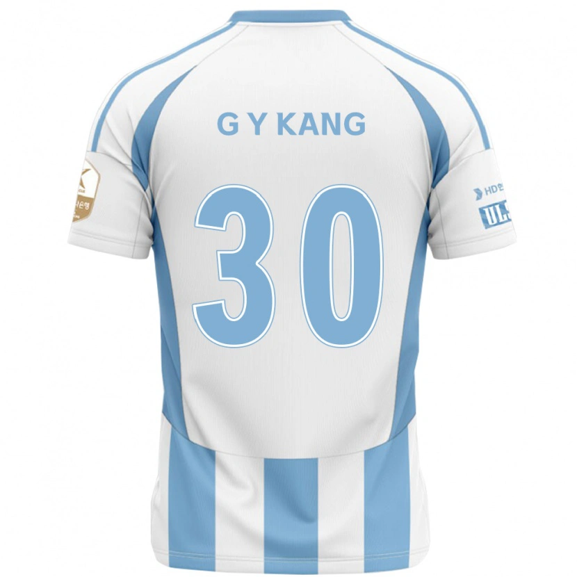 Danxen Niño Camiseta Yun-Gu Kang #30 Azul Real Amarillo 2ª Equipación 2025/26 La Camisa México