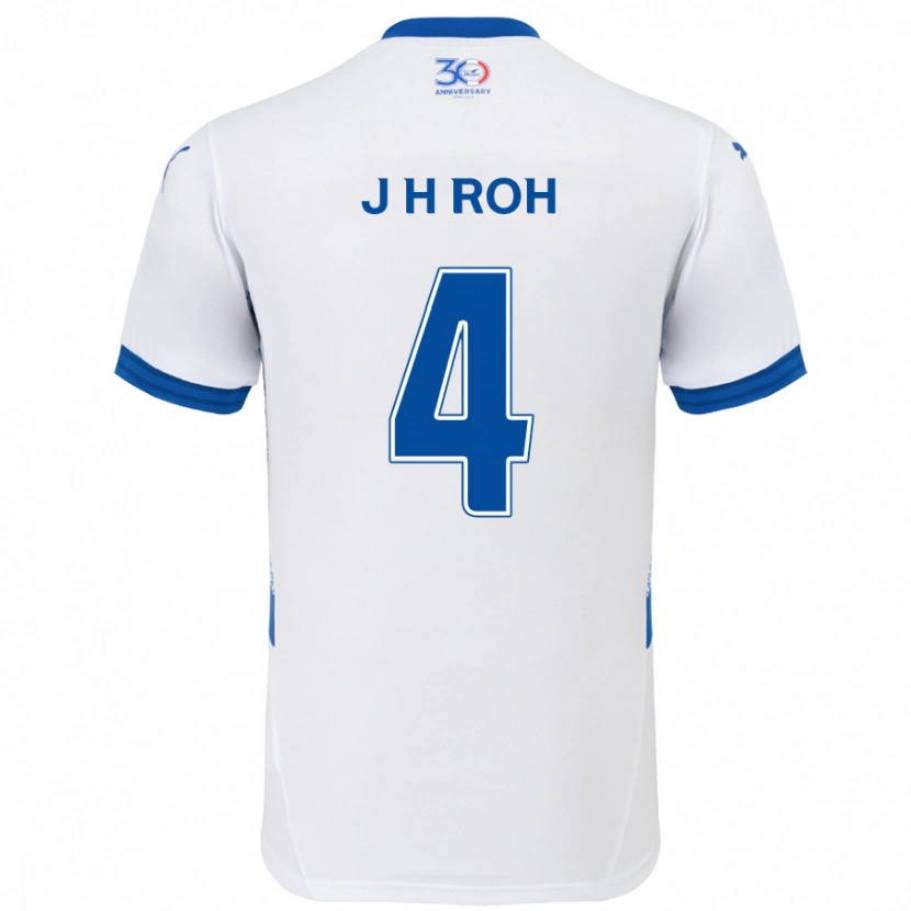 Danxen Niño Camiseta Hyun-Jun Roh #4 Azul Real Blanco 2ª Equipación 2025/26 La Camisa México