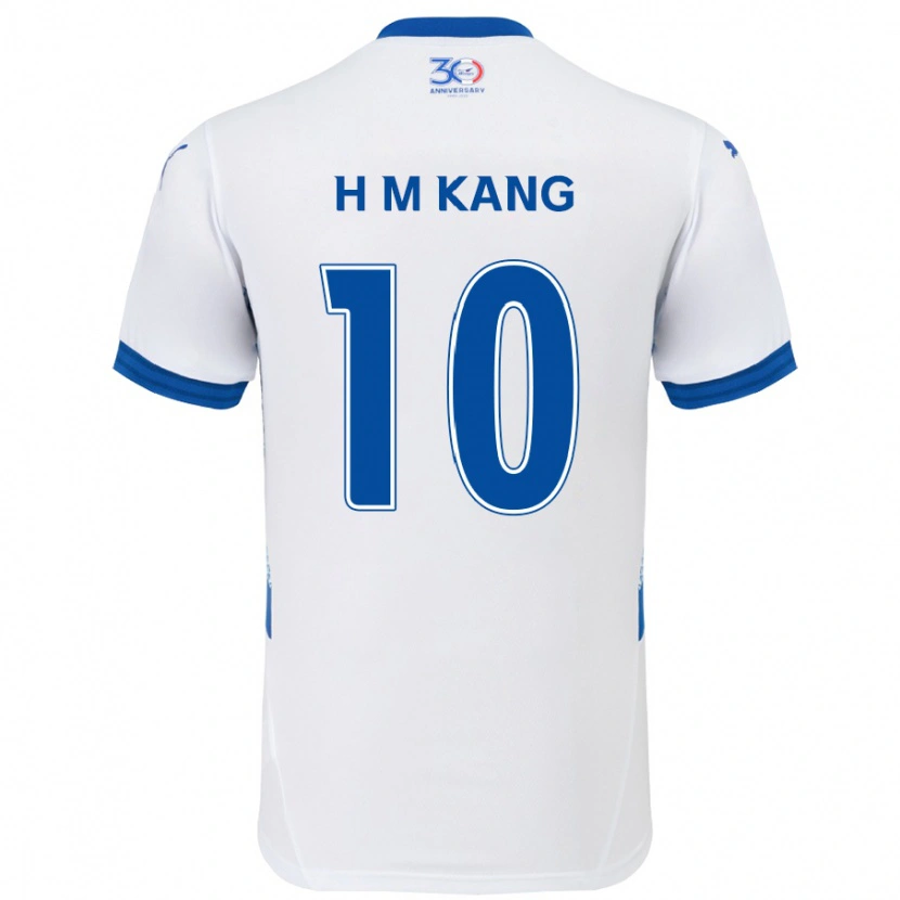 Danxen Niño Camiseta Hyun-Muk Kang #10 Azul Real Blanco 2ª Equipación 2025/26 La Camisa México