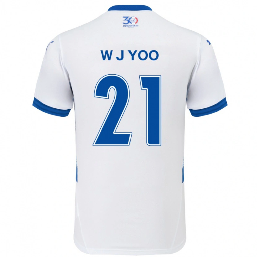 Danxen Niño Camiseta Jin-Wook Yoo #21 Azul Real Blanco 2ª Equipación 2025/26 La Camisa México