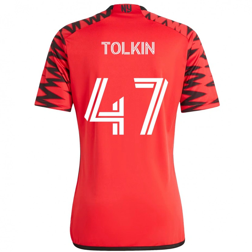 Danxen Hombre Camiseta John Tolkin #47 Rojo Negro 1ª Equipación 2025/26 La Camisa México