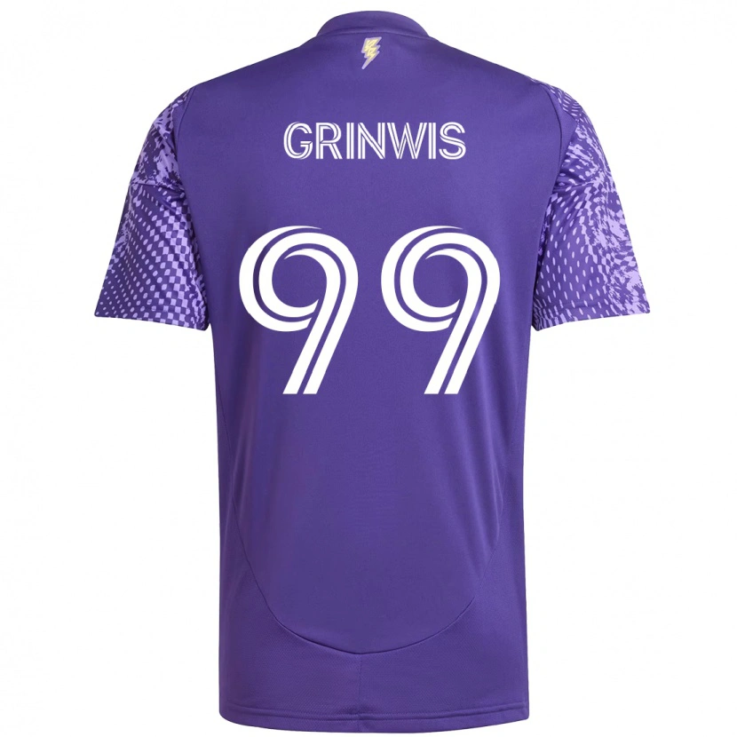 Danxen Hombre Camiseta Adam Grinwis #99 Morado Blanco 1ª Equipación 2025/26 La Camisa México