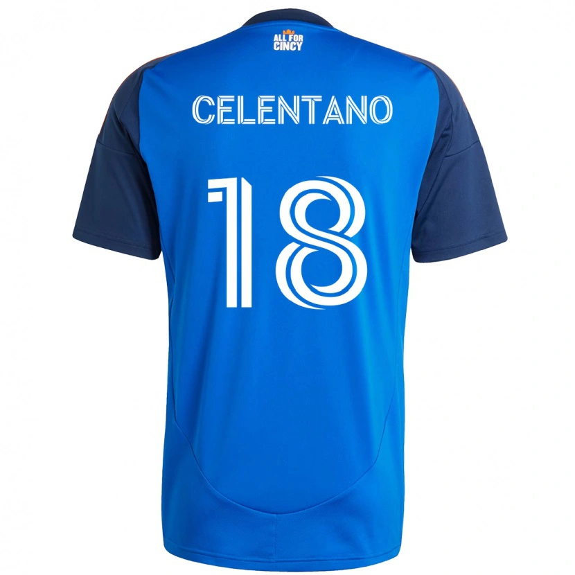 Danxen Hombre Camiseta Roman Celentano #18 Blanco Azul Naranja 1ª Equipación 2025/26 La Camisa México