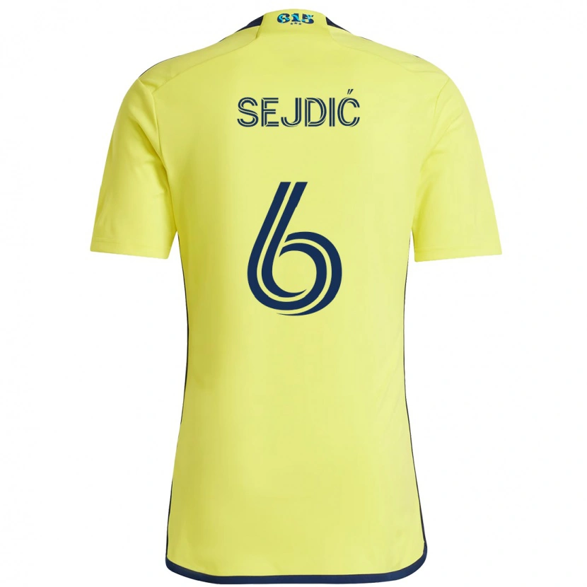 Danxen Hombre Camiseta Amar Sejdić #6 Azul Marino Amarillo 1ª Equipación 2025/26 La Camisa México