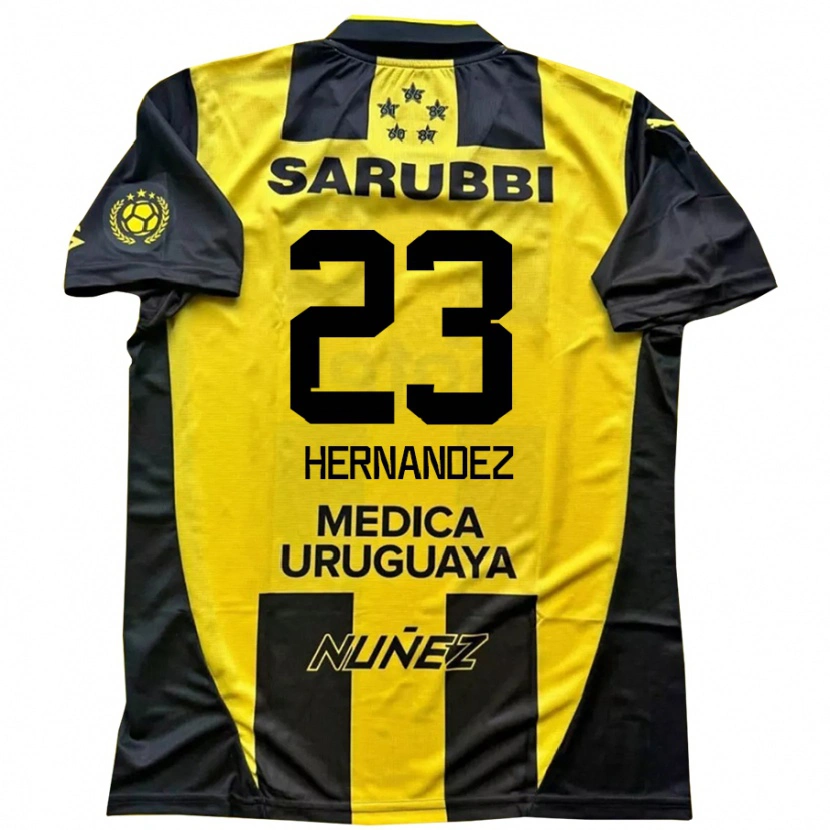 Danxen Hombre Camiseta Abel Hernandez #23 Negro Amarillo 1ª Equipación 2025/26 La Camisa México