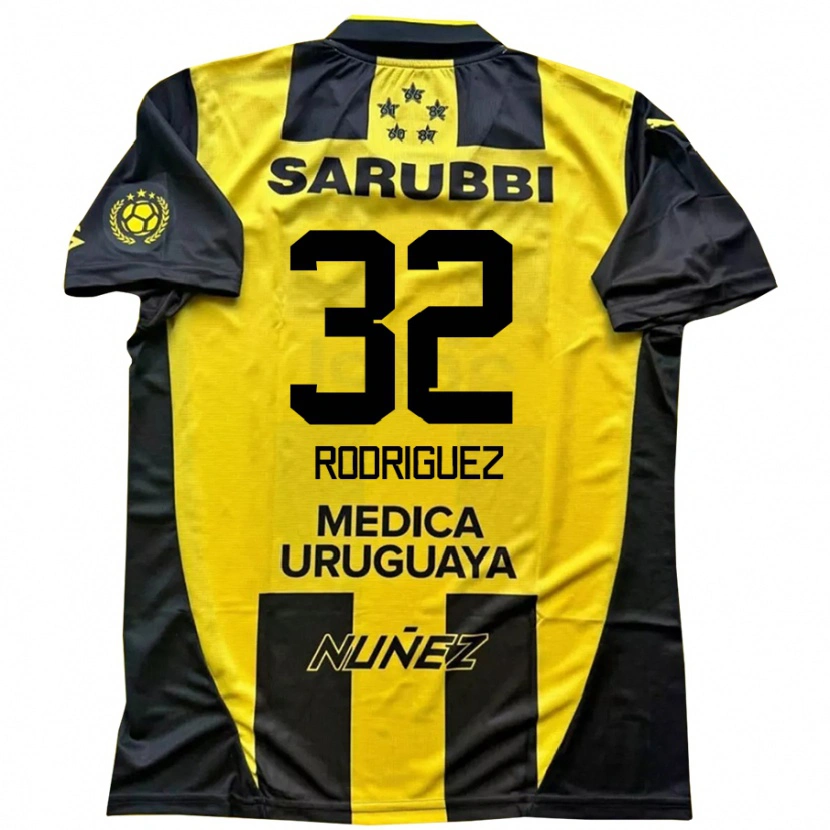 Danxen Hombre Camiseta Randall Rodríguez #32 Negro Amarillo 1ª Equipación 2025/26 La Camisa México