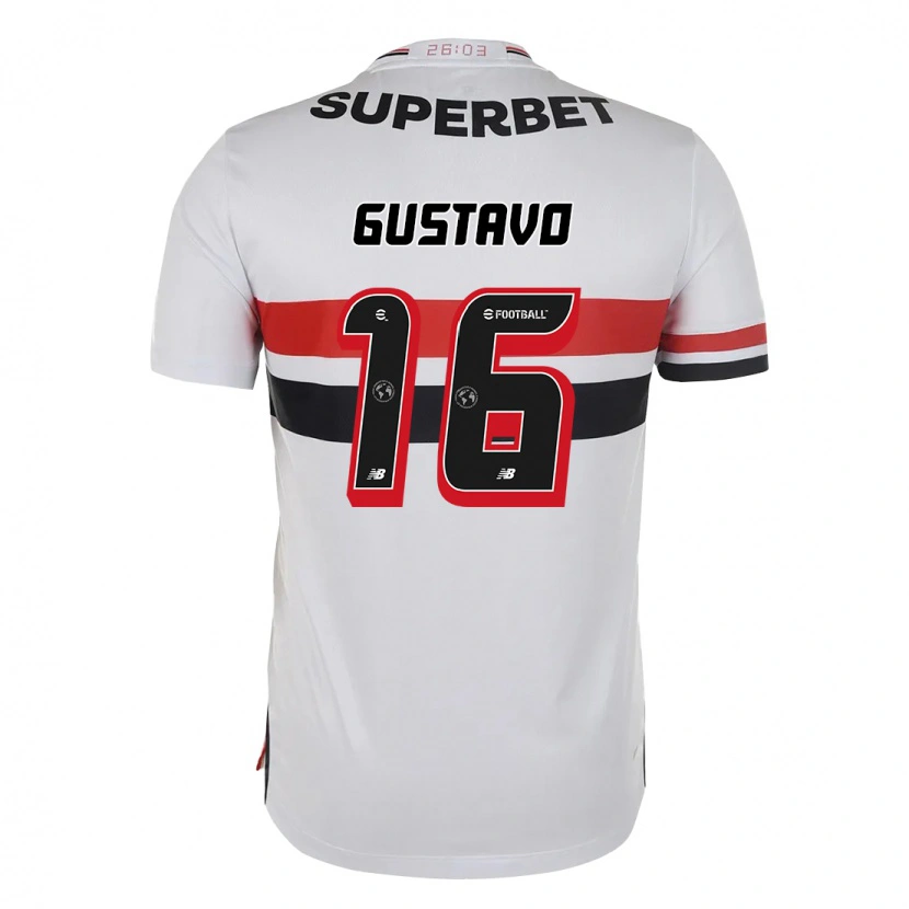 Danxen Hombre Camiseta Luiz Gustavo #16 Rojo Negro Blanco 1ª Equipación 2025/26 La Camisa México