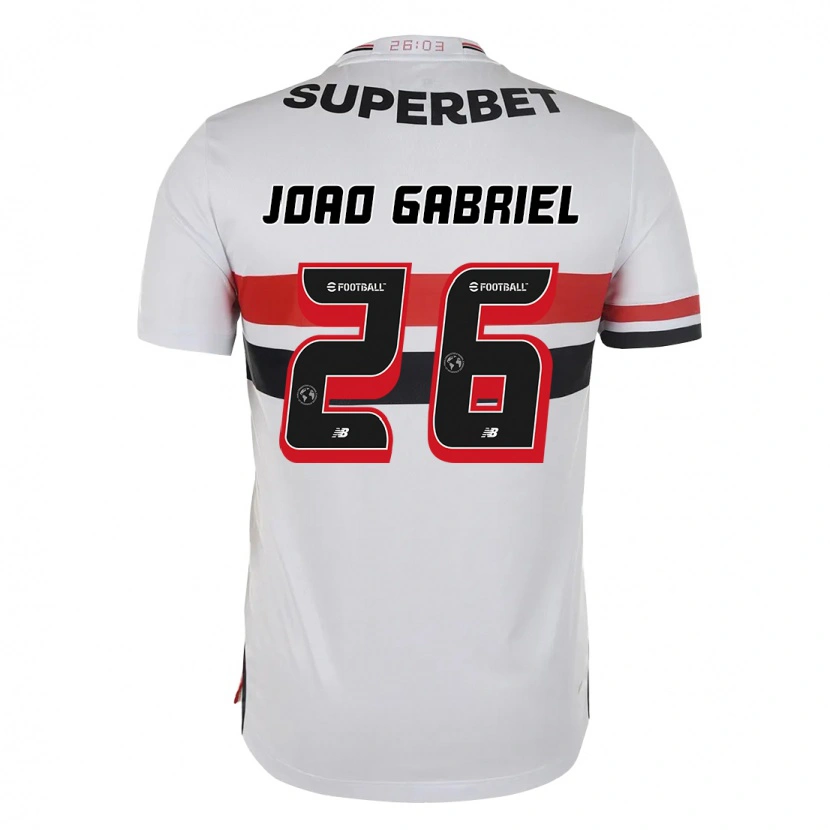 Danxen Hombre Camiseta João Gabriel #26 Rojo Negro Blanco 1ª Equipación 2025/26 La Camisa México
