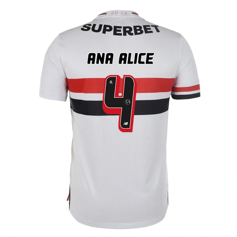 Danxen Hombre Camiseta Ana Alice Luciano Da Silva #4 Rojo Negro Blanco 1ª Equipación 2025/26 La Camisa México