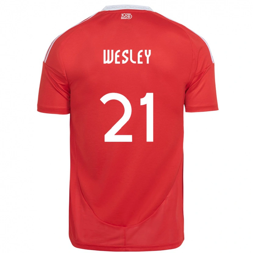 Danxen Hombre Camiseta Wesley #21 Blanco Rojo 1ª Equipación 2025/26 La Camisa México
