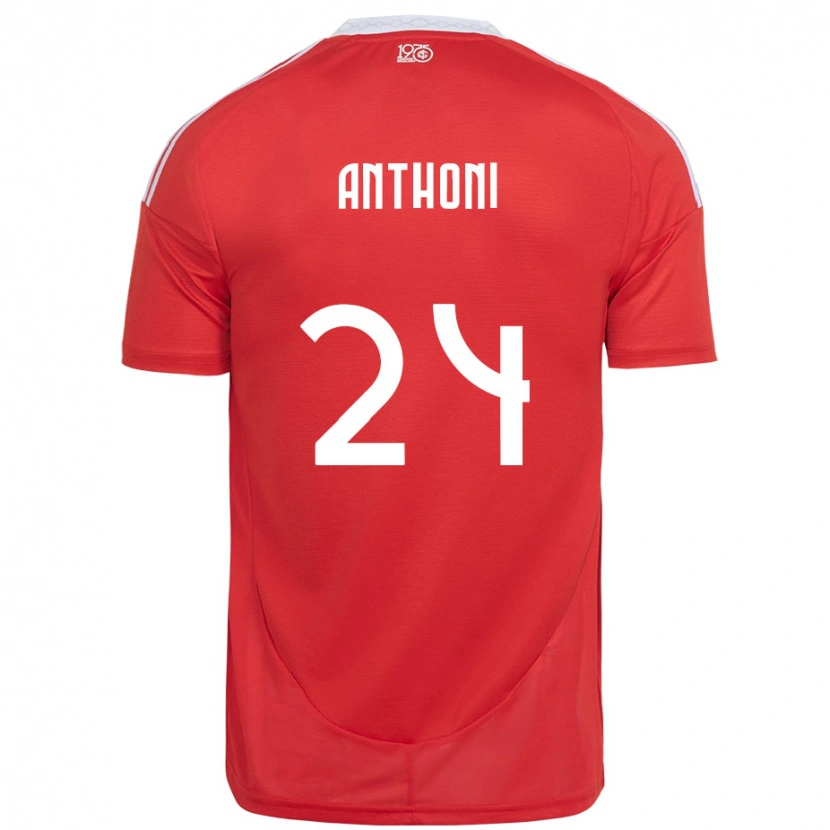 Danxen Hombre Camiseta Anthoni #24 Blanco Rojo 1ª Equipación 2025/26 La Camisa México