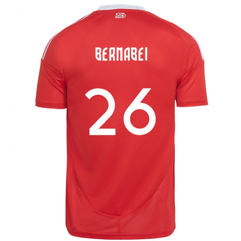 Danxen Hombre Camiseta Alexandro Bernabei #26 Blanco Rojo 1ª Equipación 2025/26 La Camisa México