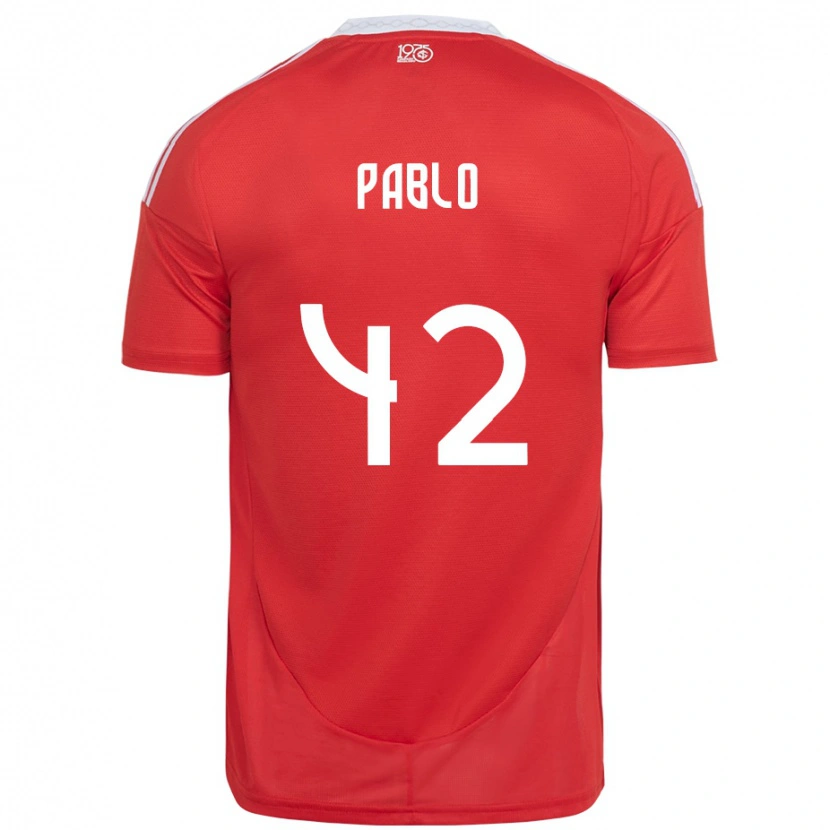 Danxen Hombre Camiseta Pablo #42 Blanco Rojo 1ª Equipación 2025/26 La Camisa México
