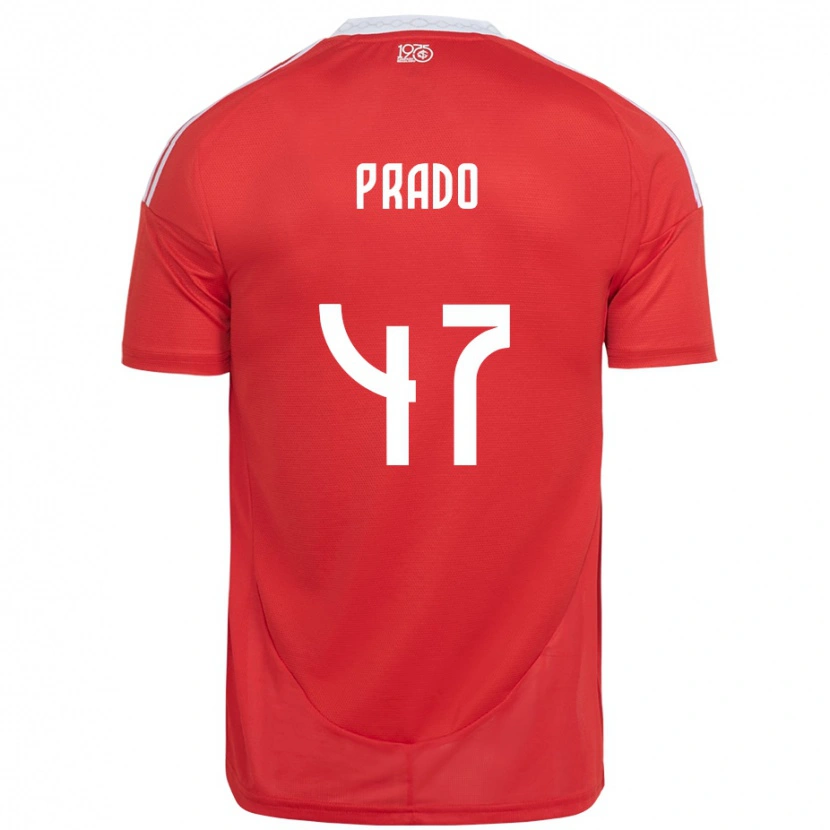 Danxen Hombre Camiseta Gustavo Prado #47 Blanco Rojo 1ª Equipación 2025/26 La Camisa México