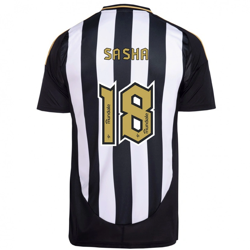 Danxen Hombre Camiseta Eduardo Sasha #18 Blanco Negro 1ª Equipación 2025/26 La Camisa México