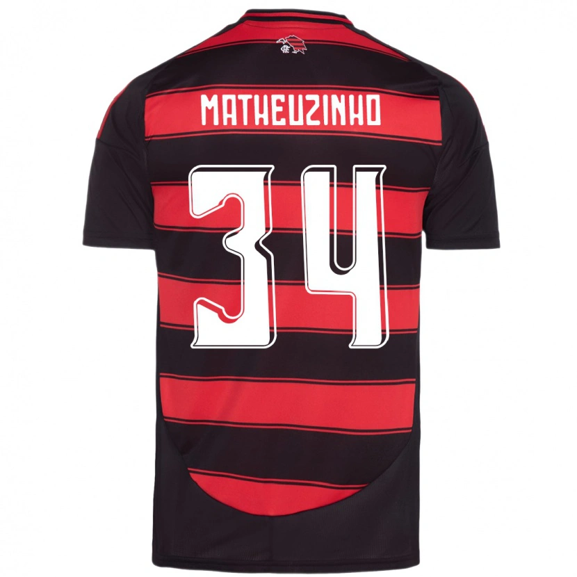 Danxen Hombre Camiseta Matheuzinho #34 Rojo Negro 1ª Equipación 2025/26 La Camisa México