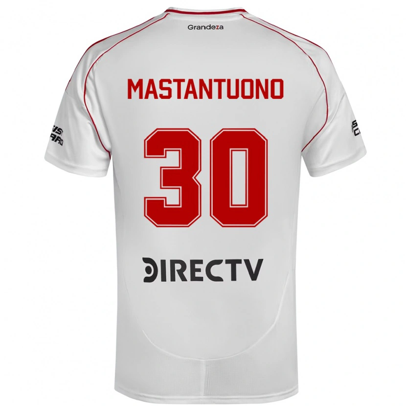 Danxen Hombre Camiseta Franco Mastantuono #30 Blanco Rojo 1ª Equipación 2025/26 La Camisa México