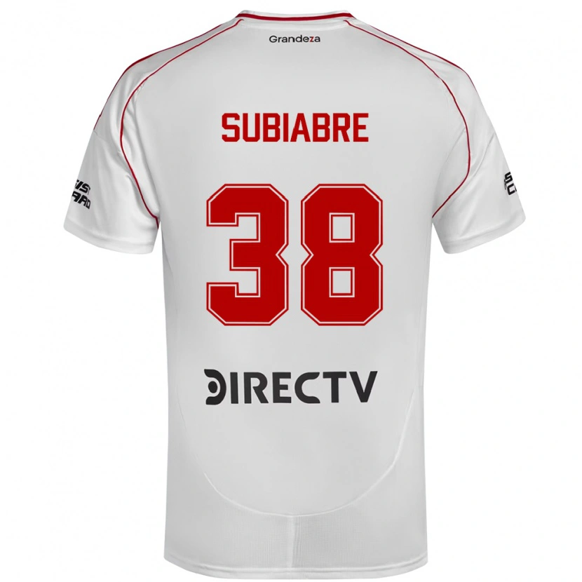 Danxen Hombre Camiseta Ian Subiabre #38 Blanco Rojo 1ª Equipación 2025/26 La Camisa México