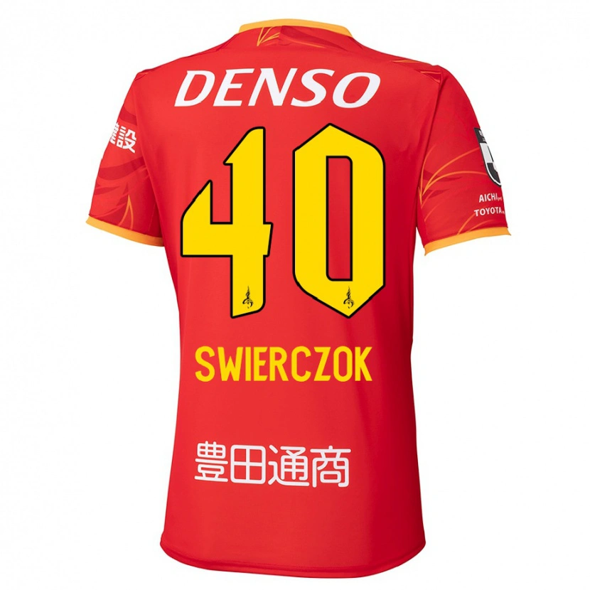 Danxen Hombre Camiseta Jakub Swierczok #40 Rojo Amarillo 1ª Equipación 2025/26 La Camisa México