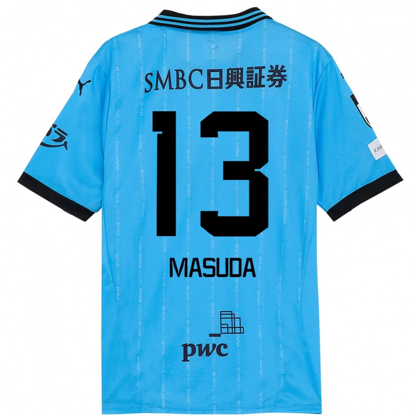 Danxen Hombre Camiseta Hinata Masuda #13 Azul Celeste Negro 1ª Equipación 2025/26 La Camisa México