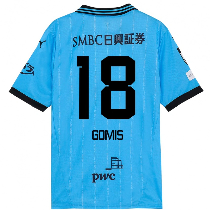 Danxen Hombre Camiseta Bafétimbi Gomis #18 Azul Celeste Negro 1ª Equipación 2025/26 La Camisa México