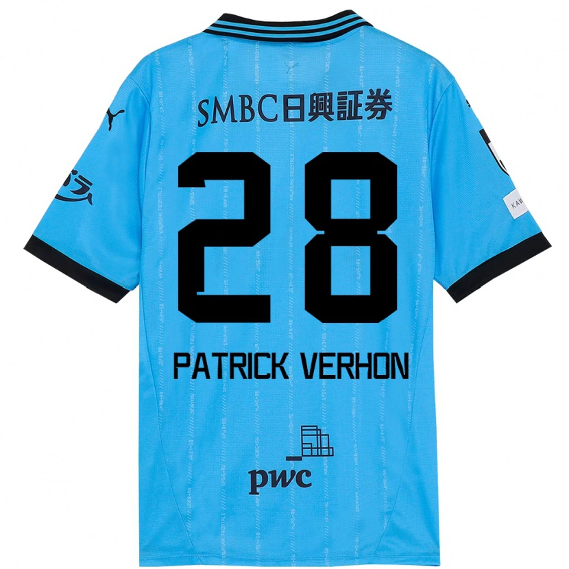 Danxen Hombre Camiseta Patrick Verhon #28 Azul Celeste Negro 1ª Equipación 2025/26 La Camisa México