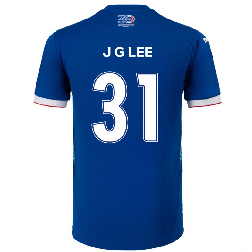 Danxen Hombre Camiseta Gyeong-Jun Lee #31 Blanco Azul Real 1ª Equipación 2025/26 La Camisa México