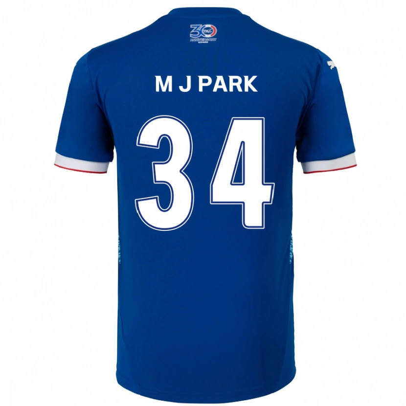 Danxen Hombre Camiseta Ji-Min Park #34 Azul Real Blanco 1ª Equipación 2025/26 La Camisa México